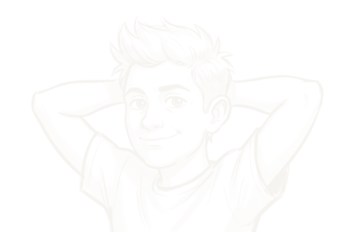 Hand-drawn portrait of Abolfazl Movahhedi, hands behind his head